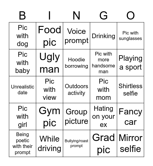 Swiping dating apps Bingo Card