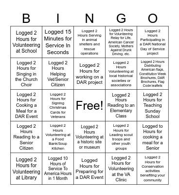 Logging Service To America Bingo Card