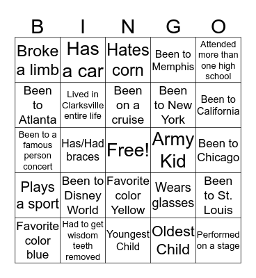 Human Bingo Icebreaker Bingo Card