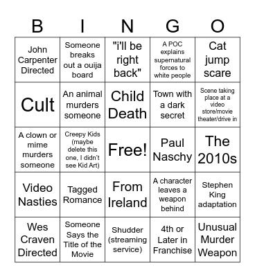 Austin's Bingo Test Bingo Card