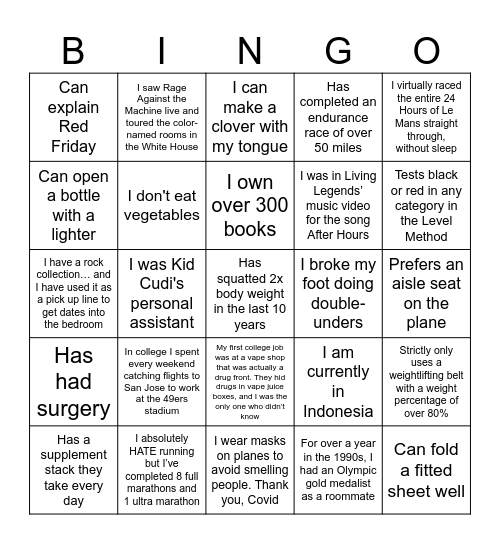 Get to Know Your Coaches Bingo Card