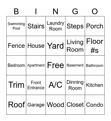 Around the House 1 Bingo Card