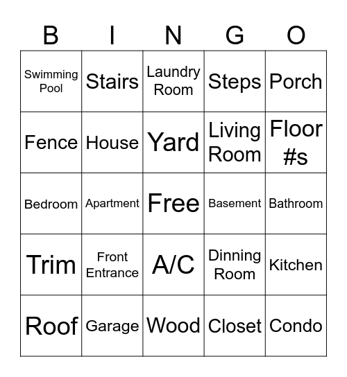 Around the House 1 Bingo Card