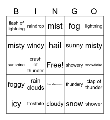 weather Bingo Card