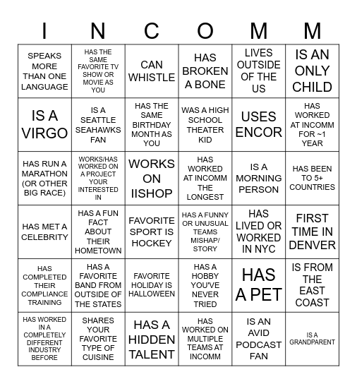 Find someone who... Bingo Card