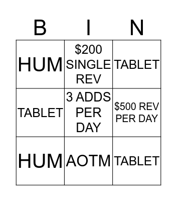 Weekend Contest  Bingo Card