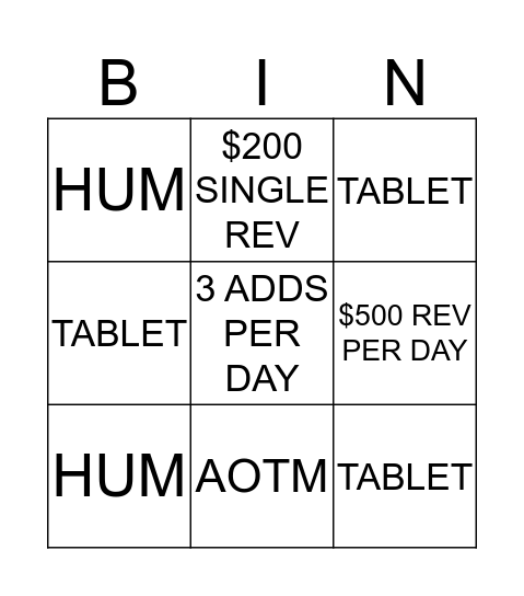 Weekend Contest  Bingo Card