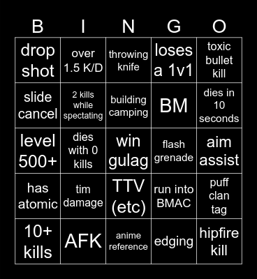 bigpuffer bingo Card