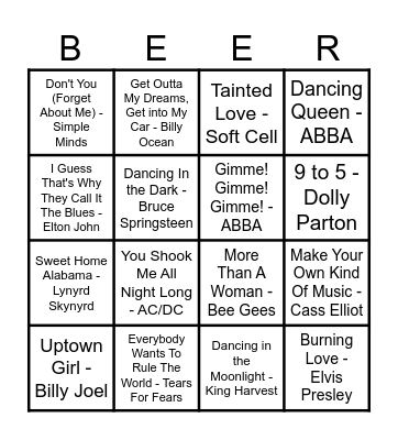 Dance Dance Dance Bingo Card