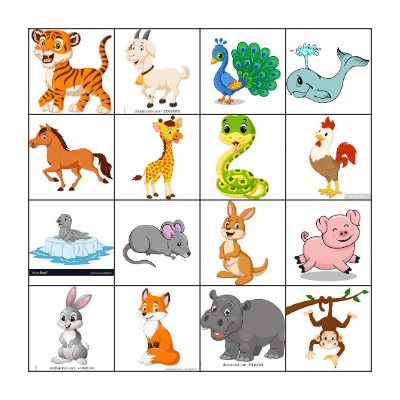 Eric Carle Animal Bingo Card