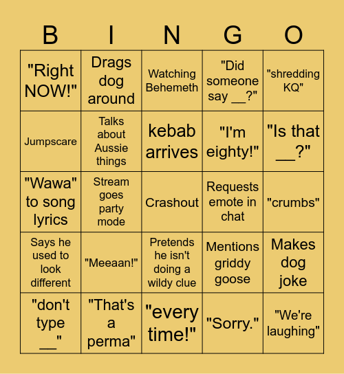 Brett Bingo Card