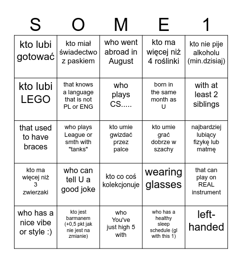 GAMA Bingo Card
