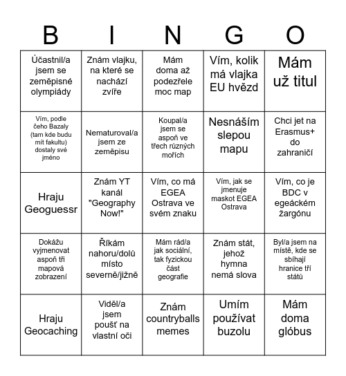 EGEÁCKÉ Bingo Card