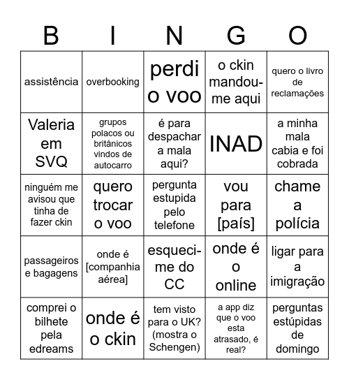 Bingo TKT Groundlink Bingo Card