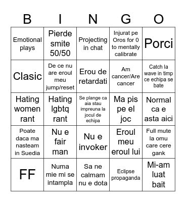 Jan bingo Card