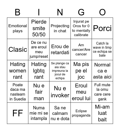 Jan bingo Card