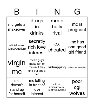 Bad Verical Dramas Bingo Card