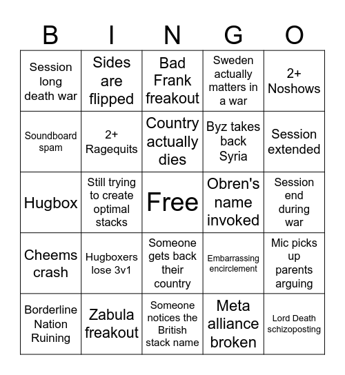 Game of Theseus Bingo Card