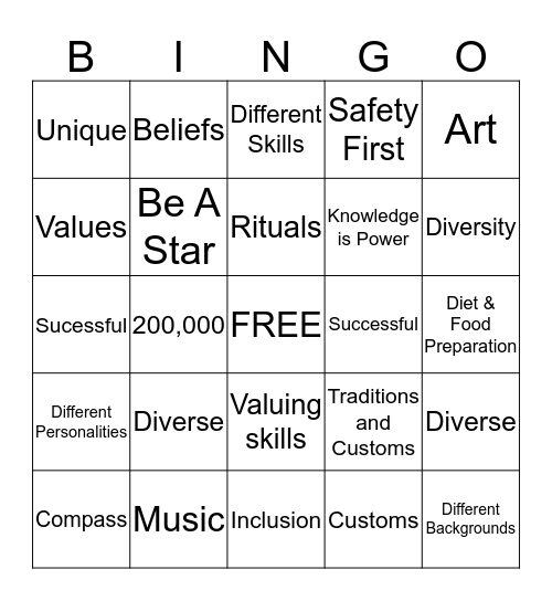 Diversity & Inclusion Bingo Card