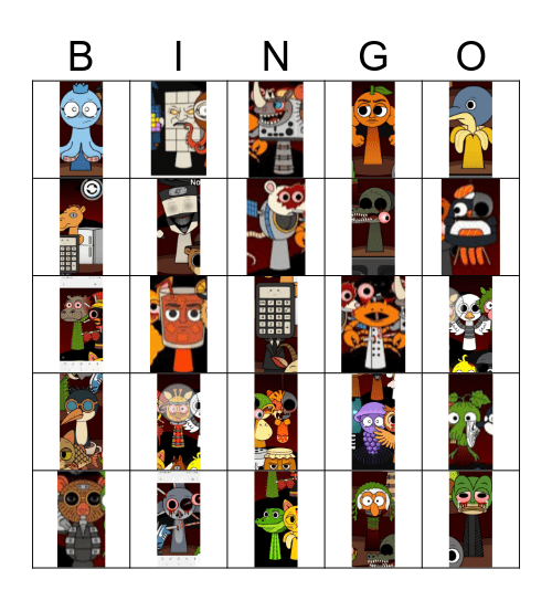 Sprunki Brainrot Bingo Card