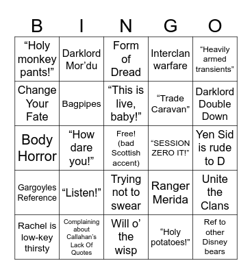 WWoDL: Brave Bingo Card