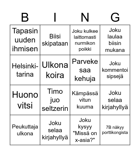 Vallilabingo Card