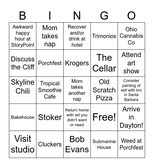 Troy Bingo Card