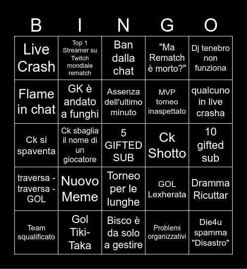 BINGO random CUP Bingo Card