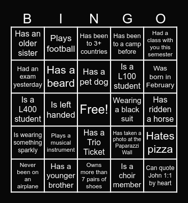 Lovely Diamond Bingo Card