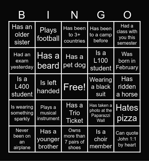 Lovely Diamond Bingo Card