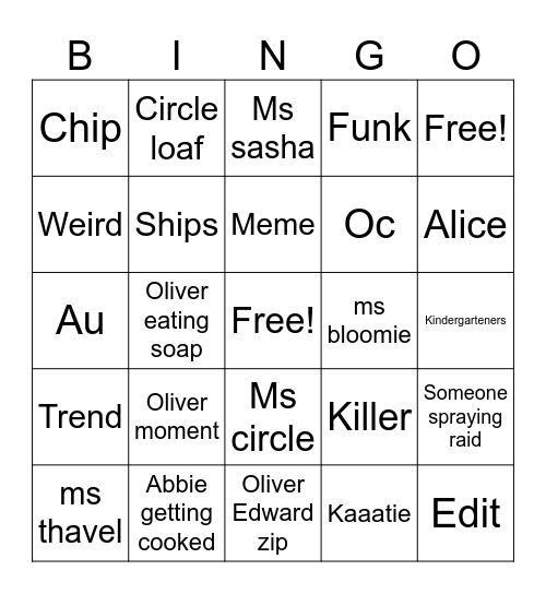 Fpe tiktok bingo Card