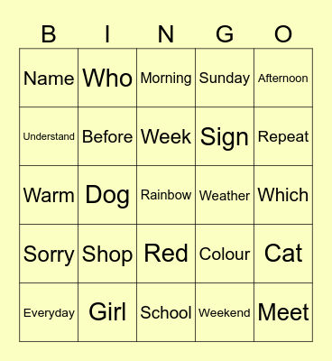 What’s the sign? Bingo Card