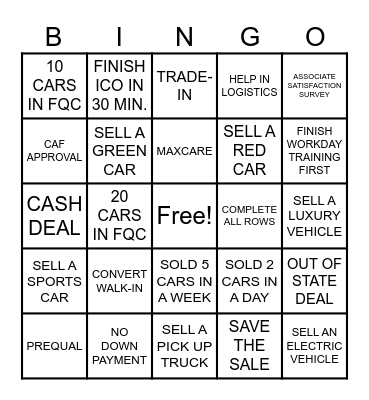 6134 ASSOCIATE BINGO Card
