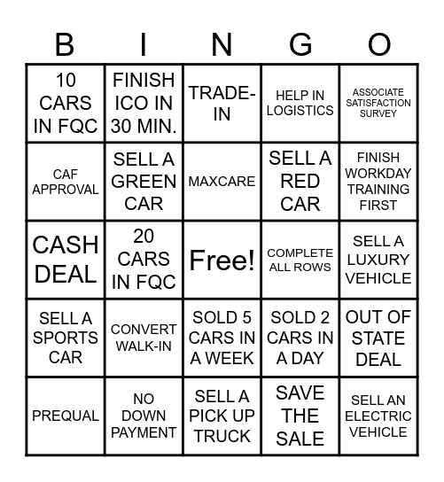 6134 ASSOCIATE BINGO Card