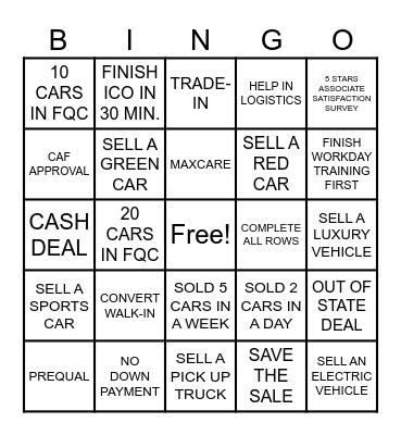6134 ASSOCIATE BINGO Card