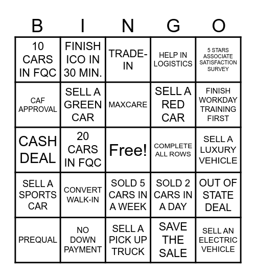 6134 ASSOCIATE BINGO Card