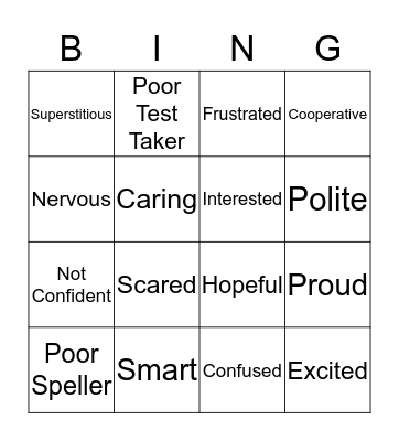 Characterization Bingo "Flowers for Algernon" Bingo Card