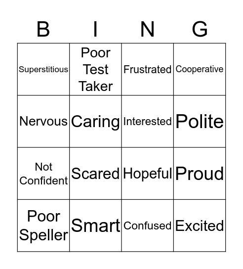 Characterization Bingo "Flowers for Algernon" Bingo Card