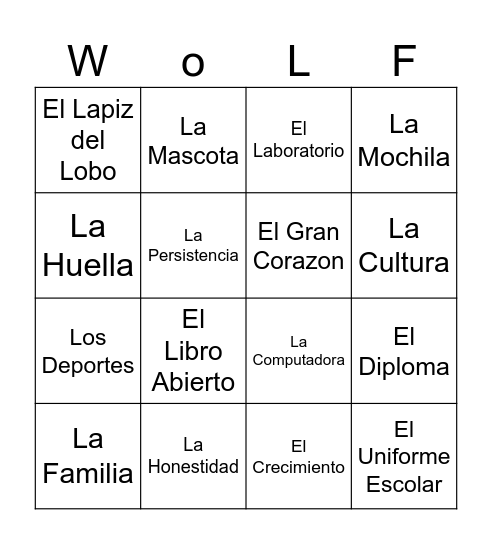 Loteria Walzem Bingo Card