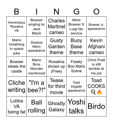 Mario Galaxy movie predictions Bingo Card