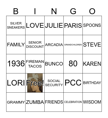 MARILYN MAZONE'S 80TH BINGO BASH! Bingo Card