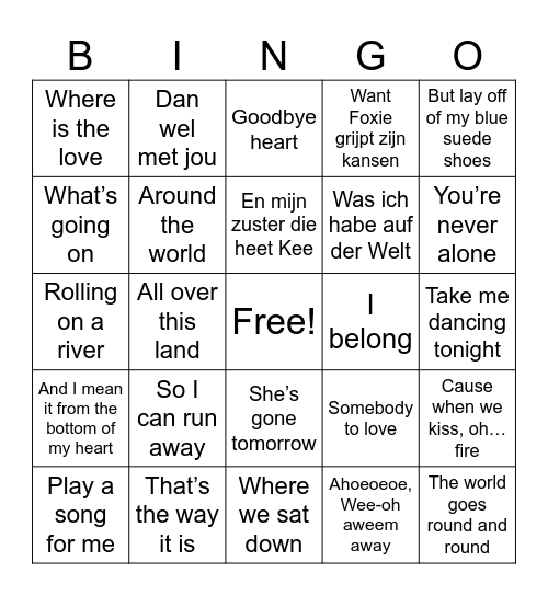 Doorzing Bingo Card