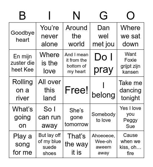 Doorzing Bingo Card
