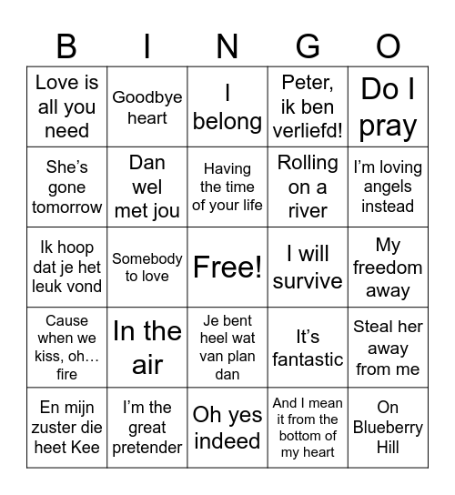 Doorzing Bingo Card