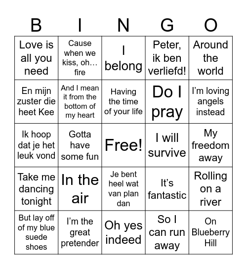 Doorzing Bingo Card