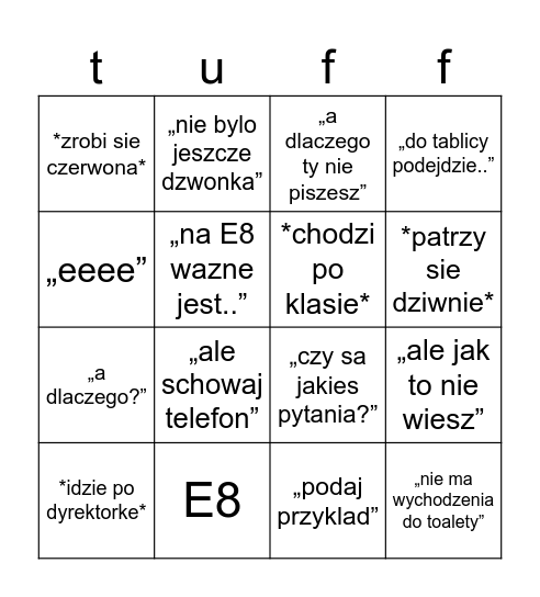 szkola bingo Card