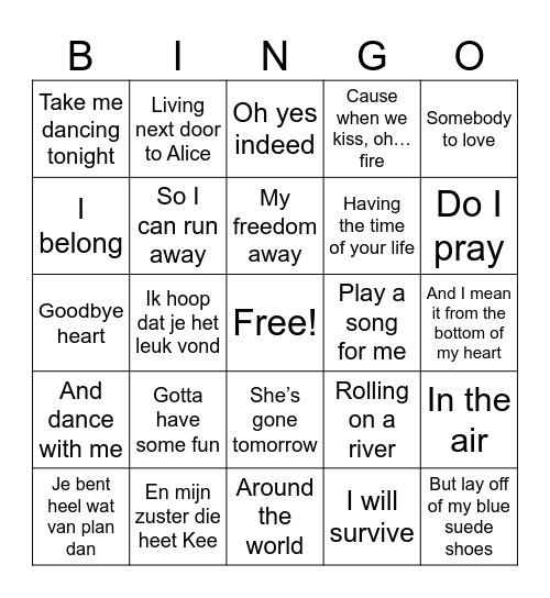 Doorzing Bingo Card