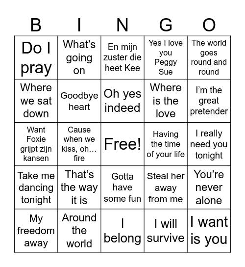 Doorzing Bingo Card