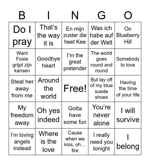 Doorzing Bingo Card