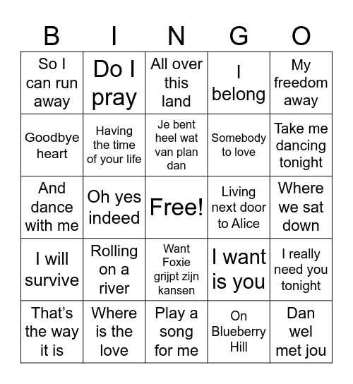 Doorzing Bingo Card